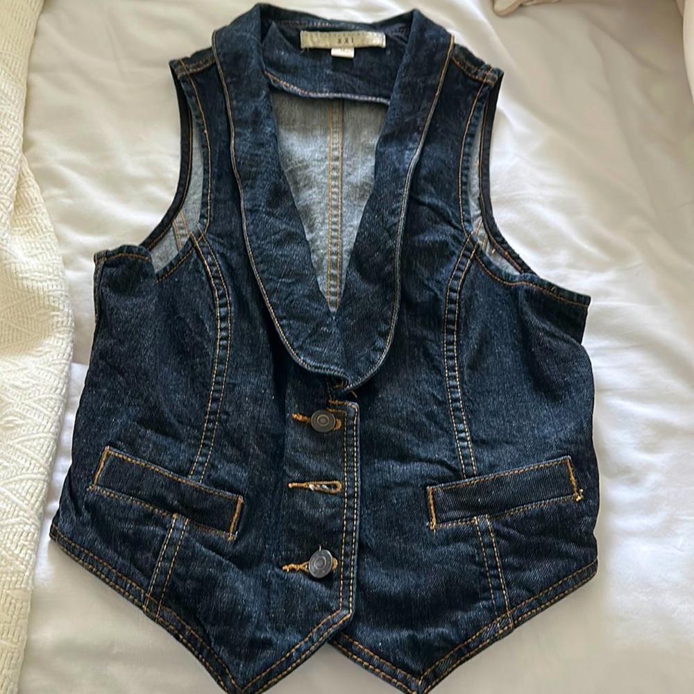 Dark Denim button front vest